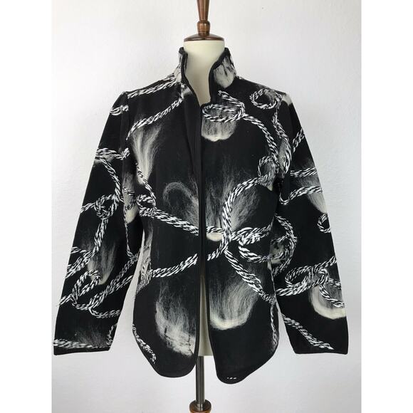Kaktus Single Breast Open Front Embroidered Print Jacket - Picture 1 of 12